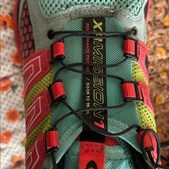 Salomon XR Mission 1 Teal and Red Trail women’s Running Shoes size 8.5 - Picture 6 of 13